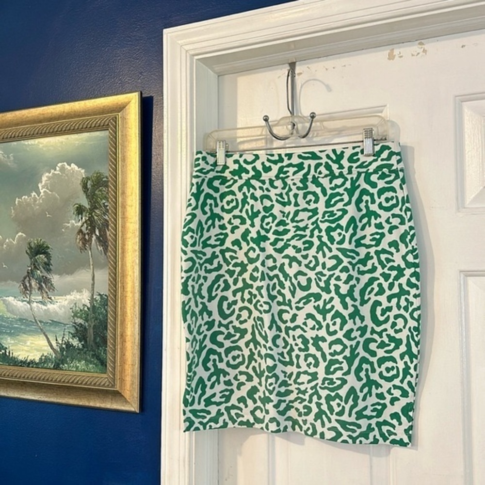 Women’s Persifor Green & White Animal Print Polyamide & Spandex Skirt Size M